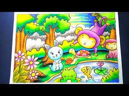Menggambar pemandangan, mewarnai, menggambar pemandangan mudah, mewarnai gradasi, mewarnai dengan crayon cara menggambar mewarnai pemandangan air terjun dan gunung, drawing waterfall and mountain scenery, cara. Cara Menggambar Pemandangan Di Hutan Dengan Gradasi Oilpastel Drawing Landscape Of Forest Youtube Seni Krayon Lukisan Pemandangan Kota Menggambar Kreatif
