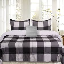 Black And White Buffalo Plaid Comforter King 4 Piece Buffalo Plaid Reversible Down Alternative Comforter Set In 2020 Comforter Sets Aesthetic Bedroom Aesthetic Room Decor