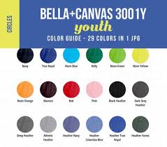 Bella Canvas 3001y Youth Color Chart Mockup Kids Shirt Color Showcase Child Tshirt Color Guide With Circle Swatches