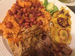 Stir in garlic and heat until fragrant. Homemade Puerto Rican Pernil Roast Pork With Rice Amp Pink Beans And Side Of Tostones Fried Plantains R Pork Loin Recipes Plantain Recipes Plantains Fried