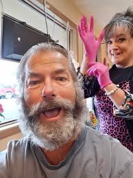Our volunteer, Danny Kartychok, is getting ready for his debut as Santa  Claus for this Friday's "Festival of Lights". A special thanks to Jenessa's  Family Hair Care for helping Danny whiten his