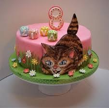 Birthday Cake With Hand Painted 2d Cat Cakes By Darina Cat Cake Birthday Cake Kids Birthday Cake Chocolate