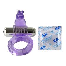 Amazing Bunnie Vibrating Cock Ring + Natural Latex Oral Condoms (10...