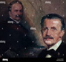 ALVAREZ QUINTERO , JOAQUIN. ALVAREZ QUINTERO , SERAFIN. ESCRITORES  ESPAÑOLES . SEVILLA. OLEO DE MANUEL BENEDITO Stock Photo