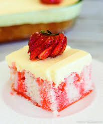 Add half a cup of dry cake mix. Strawberry Jello Poke Cake W Pudding Frosting Creations By Kara