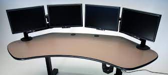 Each laptop will be placed on the desk and will have the following monitors connector to it from googling i've read that the ideal desk depth for 32 monitors is 1 metre. Ergo Solo Height Adjustable Corner Desk Martin Ziegler