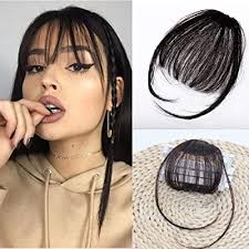 Short hairstyles with fringe can be done on fine hair. Buy Clip In Air Bangs Human Hair Bangs Clip On Real Hair Flat Bangs With Temples Hand Made Mini Air Bangs Black Online In Bahrain B081rwpmql