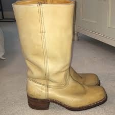 Frye women campus leather boots banana beige us 7 uk 4,5 made in usa hand craft. Vintage Frye Campus Boots In Banana These Vintage Depop
