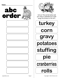 Grade 2 vocabulary worksheets on selecting the word that comes first in alphabetical order on each line. Thanksgiving Themed Alphabetical Order Worksheet Supplyme
