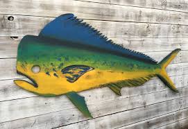 Mahi Mahi Fish Wood Large Dolphin Fish Wall Art Porch Decor Etsy Fish Wall Art Outdoor Fishing Decor Nautical Wall Decor