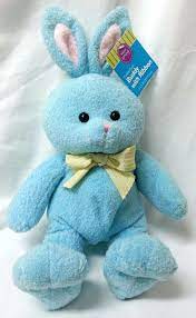 Bunny Rabbit Plush Blue Pastel Buddy Yellow Bow Pink Ears Soft Terry 11 5 Rabbit Plush Blue Bunny Plush Dog Toys