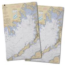 Ma Buzzards Bay Ma Nautical Chart Hand Towel Set Of 2