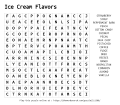 ice cream flavors word search