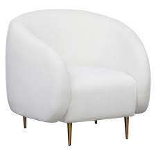 This chair's oversized back and unique arm design will add a modern touch to your home, while still providing function and comfort. Kemper White Modern Oversized Round Arm Chair At Home