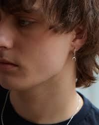 Earring with Small Silver Crescent Moon Charm