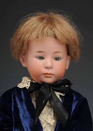 Bisque Doll; Gebruder Heubach, Pouty Character Child #6969, Boy, Blue Sleep  Eyes, Closed Mouth, 17 inch.