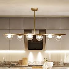 Orb Shade Clear Glass Island Light Fixture Modern Style 5 6 Lights Hanging Ceiling Light In Black Gold For Dining Room Modern Ceiling Light Modern Light Fixtures Bedroom Pendant Light Fixtures