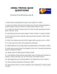 Perhaps you have bought a new tv, boasting the latest technology features. 1960s Trivia Quiz Questions Trivia Champ