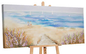 Bilder auf leinwand olgemalde abstrakte kunst handgemalt moderne. Ys Art Acryl Gemalde Topf Mit Idylle Ii 120x60cm Handgemalte Leinwand Ebay