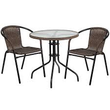Use patio accents and end tables to amp up your outdoor decor. Flash Furniture 3 Piece Round Patio Dining Set In Black And Brown Accuweather Shop