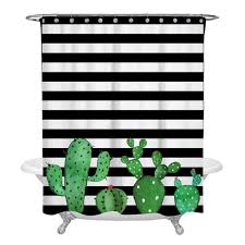 Simons maison danica x simons maison. Black And White Striped Cactus Shower Curtain Desert Or Southwest Bathroom 72 X 72 Inch Polyester Curtain Walmart Com Walmart Com