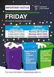 Liverpool city council will be commencing a new domestic waste collection contract from july 2021. Liverpool City Council On Twitter From Next Week Your Bin Collection Times Will Be Changing For The Christmas Period For Friday Collections Liverpool Localgov Wastecollection Https T Co Pbhu33b43h