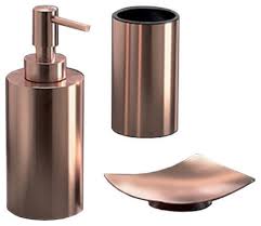 Shop the bathroom collection at rose & grey, including ferm living towels and accessories. Rose Gold Three Piece Bathroom Accessory Set Contemporary Bathroom Accessory Sets By Thebathoutlet