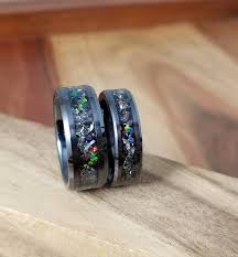 Black Fire Opal Meteorite Black Ceramic Ring Men S Black Etsy Black Ceramic Ring Black Engagement Ring Rings For Men