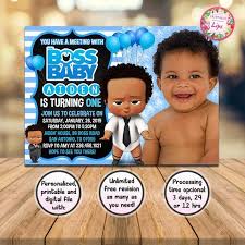 Boss Baby Invitation Boss Baby Movie Birthday Party Invite Afro Invitation African Ame Baby Birthday Invitations Baby Birthday Party Boy Baby Invitations