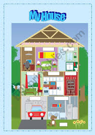 I live in a house. My House Esl Worksheet By Gabriela2746