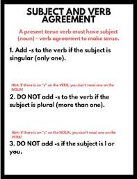 subject and verb agreement rules worksheets teaching