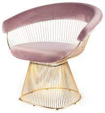 Featuring a unique, sleek modern design, this chair's pink velvet upholstery and gold stainless steel base is both plush and durable. Soleil Midcentury Modern Gold Accent Chair In Pink Contemporary Armchairs And Accent Chairs By Statements By J