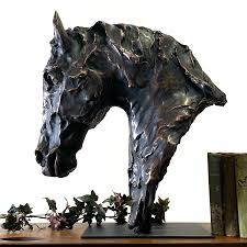 And using the traditional lost wax method, and all the details are very delicate. Horse Head Bust Equestrian Sculpture Faux Bronze On Pillar The Kings Bay