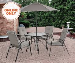 Wilson Fisher Ash Ridge Tan 6 Piece Cushioned Patio Dining Set With Umbrella Big Lots Patio Patio Dining Set Dining Set
