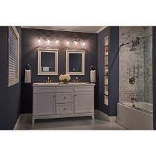 Love This Light Fixture Over Double Sink Two Mirrored Vanity Kichler Hamden 3 Light 8 45 In Brushed Nickel Bell Va Vanity Lighting Silver Room Vanity Light Bar