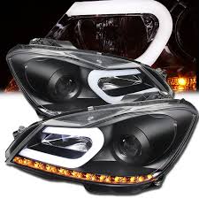 2012 2013 Mercedes Benz W204 C Class Led Drl Tube Projector Headlights Black 3 Jpg 880 880 Projector Headlights Spyder Auto Mercedes Benz Sedan