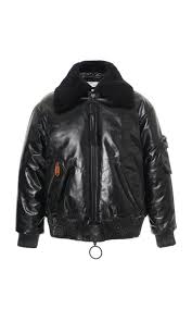 Off White Puzzle Leather Bomber Black White Off White Cloth Leather Bomber Leather Black