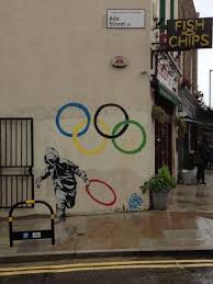 Banksy olympic rings looter wall mural wallpaper from canvas art rocks. Welcome To London Imgur