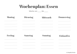 Wochenplan, essensplan, blanko, kochen, backen bei wochenplan essen vorlage. Meal Prep Vorkochen Inspirationen Tipps Wochenplan