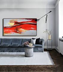 We would advise you to go for some grey sofa designs and then add some pop of yellow with some yellow pillow designs. Large Abstract Art Horizontal Palette Knife Contemporary Art Panoramic Canvas Painting Lounge Room Decor White Grey