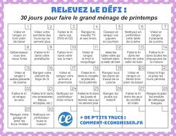Relevez Le Defi 30 Jours Pour Faire Le Grand Menage De Printemps Dans Toutes Les Affaires Organisation Menage Grand Menage Maison En Ordre