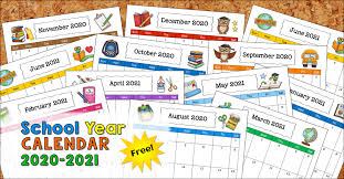 Suitable for appointments and engagements, as a monthly planner (or weekly planner), month overview, monthly events planner. Free School Year Calendar 2020 2021