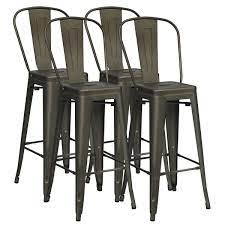 This upholstered stool is easy to clean, which is an important aspect when it comes to a business. Costway Set Of 4 High Back Metal Stool 30 Seat Bar Height Industrial Bar Stools Gun Walmart Canada
