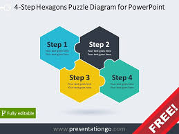 4 Step Hexagons Puzzle Diagram For Powerpoint
