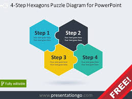 4 step hexagons puzzle diagram for powerpoint