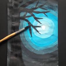 Mondnacht Farbtheorie In Der Grundschule Schritt 5 Mit Borstenpinsel 12 Und Schwarz Einen Baum Malen Hierfur Instagram Instagram Photo Painting