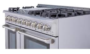 Main features include two 18,000 btu sealed single burners, two Dual Fuel Professional Ranges By Thor Kitchen Stoves