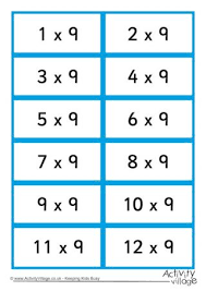 9 Times Table Flash Cards Times Tables Flash Cards Math Flash Cards Printable Flash Cards