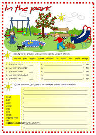 In The Park There Is There Are Worksheet Free Esl Printable Worksheets Made By Teache English Grammar For Kids Picture Composition English Writing Skills