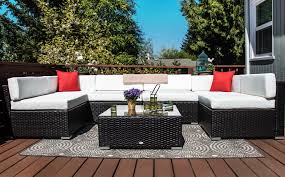 Outsunny 7 Piece Outdoor Rattan Sectional Sofa Patio Wicker Conversation Furniture Set Cushioned Couch Aosom Com Outdoor Patio Furniture Sets Outdoor Furniture Sets Patio Furniture Sets
